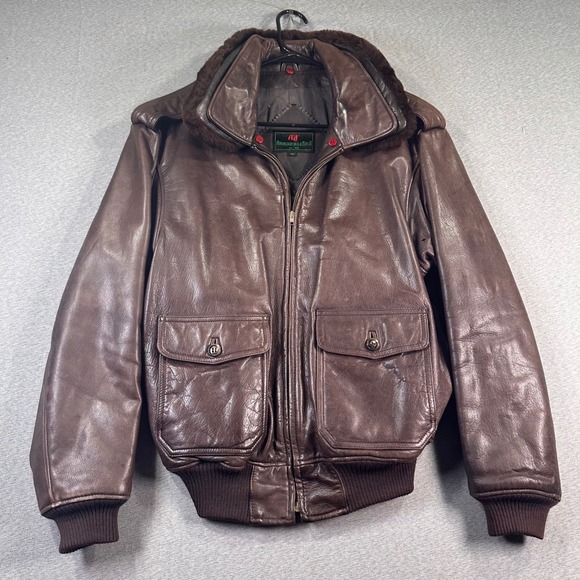 Abercrombie & Fitch Other - Abercrombie Fitch Flight Bomber Jacket M Brown Leather True Vintage Fur Collar